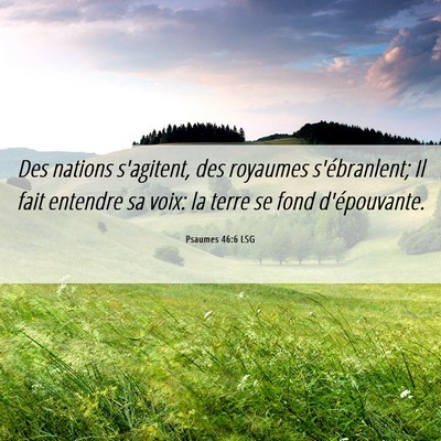 Picture 06 - Psaumes 46:6 LSG - Des nations s'agitent, des royaumes s'ébranlent; - Bible Verse Picture