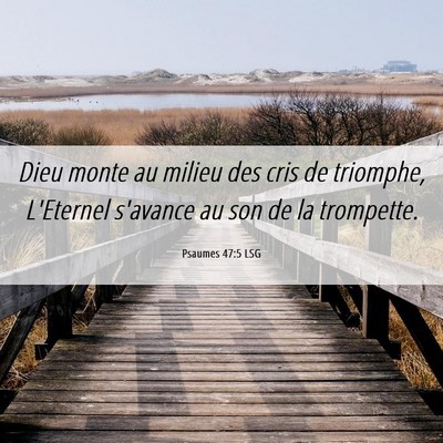 Picture 06 - Psaumes 47:5 LSG - Dieu monte au milieu des cris de triomphe, - Bible Verse Picture