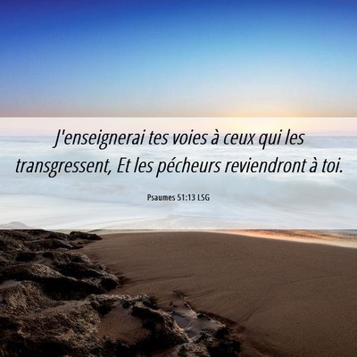 Picture 06 - Psaumes 51:13 LSG - J'enseignerai tes voies à ceux qui les - Bible Verse Picture