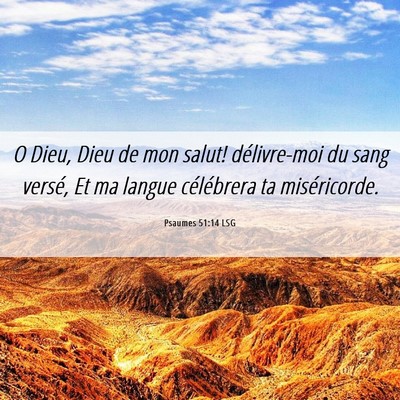 Picture 06 - Psaumes 51:14 LSG - O Dieu, Dieu de mon salut! délivre-moi du sang - Bible Verse Picture
