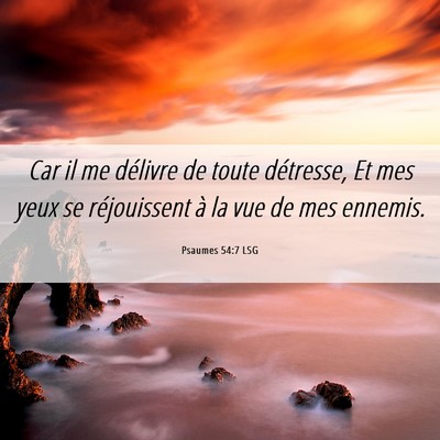 Picture 06 - Psaumes 54:7 LSG - Car il me délivre de toute détresse, Et mes - Bible Verse Picture