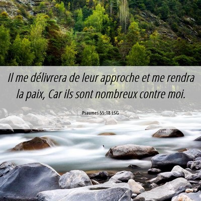 Picture 06 - Psaumes 55:18 LSG - Il me délivrera de leur approche et me rendra la - Bible Verse Picture