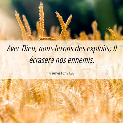 Picture 06 - Psaumes 60:12 LSG - Avec Dieu, nous ferons des exploits; Il écrasera - Bible Verse Picture