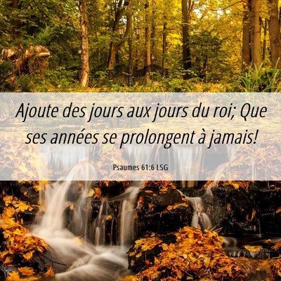 Picture 06 - Psaumes 61:6 LSG - Ajoute des jours aux jours du roi; Que ses - Bible Verse Picture