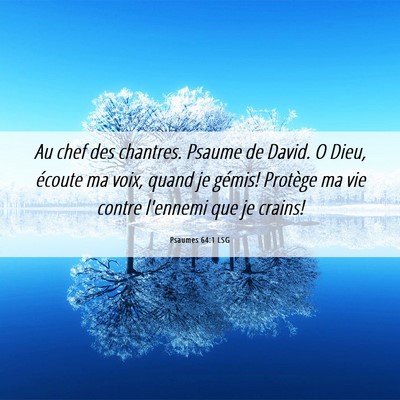 Picture 06 - Psaumes 64:1 LSG - Au chef des chantres. Psaume de David. O Dieu, - Bible Verse Picture