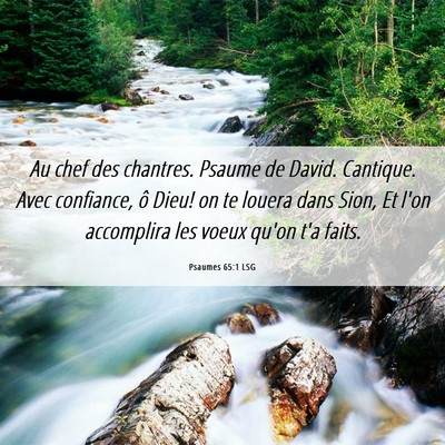Picture 06 - Psaumes 65:1 LSG - Au chef des chantres. Psaume de David. Cantique. - Bible Verse Picture