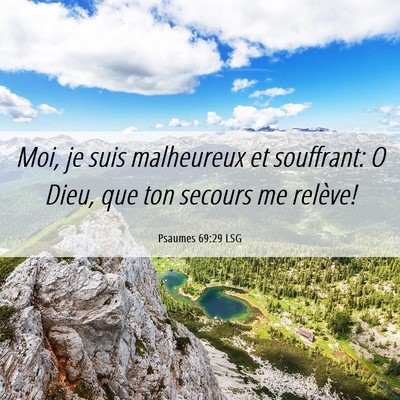 Picture 06 - Psaumes 69:29 LSG - Moi, je suis malheureux et souffrant: O Dieu, que - Bible Verse Picture