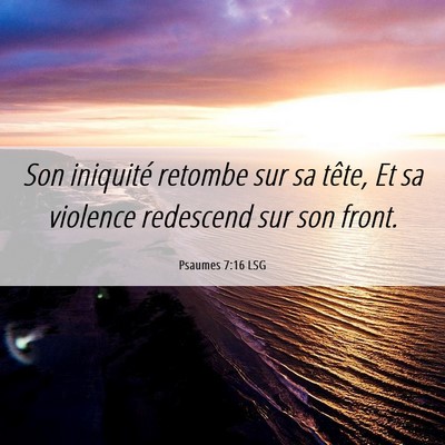 Picture 06 - Psaumes 7:16 LSG - Son iniquité retombe sur sa tête, Et sa - Bible Verse Picture