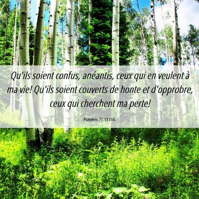 Picture 06 - Psaumes 71:13 LSG - Qu'ils soient confus, anéantis, ceux qui en - Bible Verse Picture