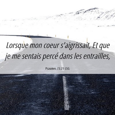 Picture 06 - Psaumes 73:21 LSG - Lorsque mon coeur s'aigrissait, Et que je me - Bible Verse Picture
