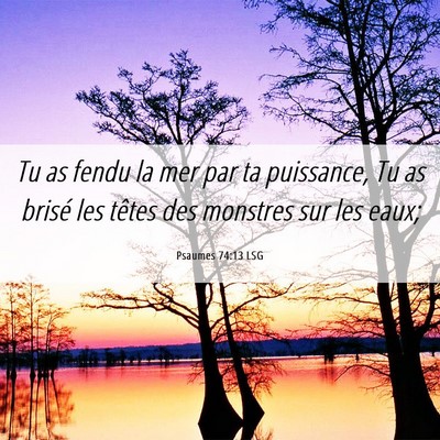 Picture 06 - Psaumes 74:13 LSG - Tu as fendu la mer par ta puissance, Tu as brisé - Bible Verse Picture