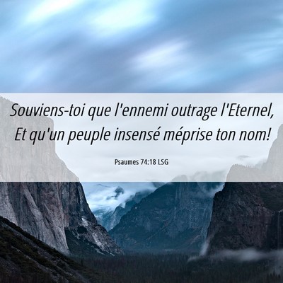 Picture 06 - Psaumes 74:18 LSG - Souviens-toi que l'ennemi outrage l'Eternel, Et - Bible Verse Picture