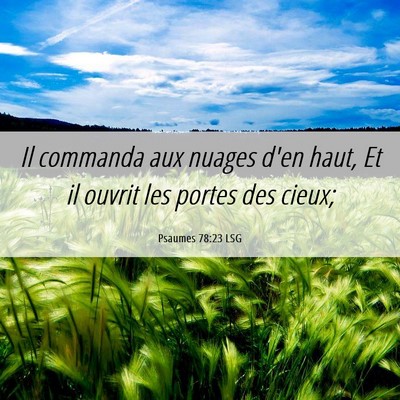 Picture 06 - Psaumes 78:23 LSG - Il commanda aux nuages d'en haut, Et il ouvrit - Bible Verse Picture