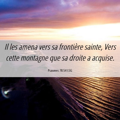 Picture 06 - Psaumes 78:54 LSG - Il les amena vers sa frontière sainte, Vers - Bible Verse Picture