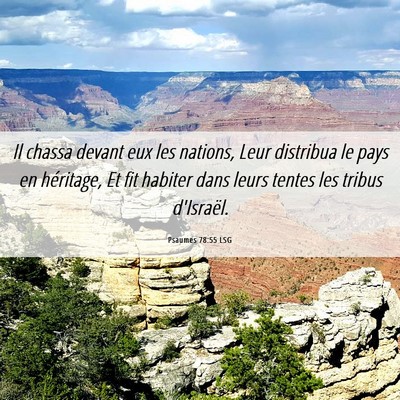 Picture 06 - Psaumes 78:55 LSG - Il chassa devant eux les nations, Leur distribua - Bible Verse Picture