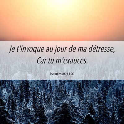 Picture 06 - Psaumes 86:7 LSG - Je t'invoque au jour de ma détresse, Car tu - Bible Verse Picture