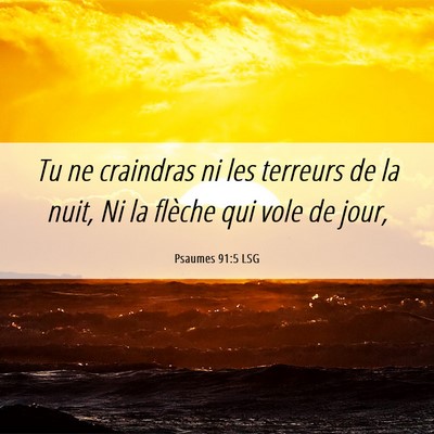 Picture 06 - Psaumes 91:5 LSG - Tu ne craindras ni les terreurs de la nuit, Ni la - Bible Verse Picture