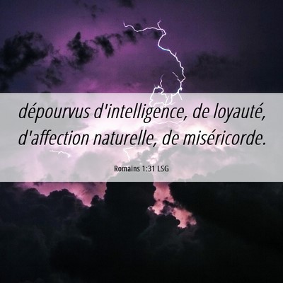 Picture 06 - Romains 1:31 LSG - dépourvus d'intelligence, de loyauté, - Bible Verse Picture