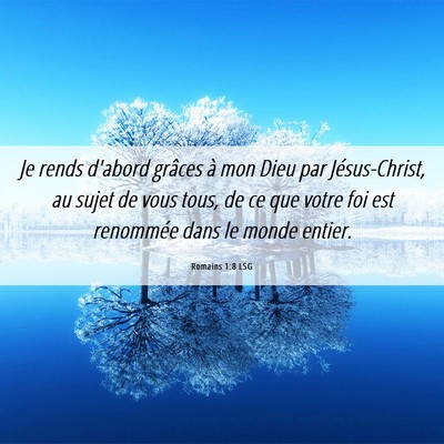 Picture 06 - Romains 1:8 LSG - Je rends d'abord grâces à mon Dieu par - Bible Verse Picture
