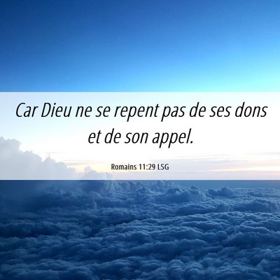 Picture 06 - Romains 11:29 LSG - Car Dieu ne se repent pas de ses dons et de son - Bible Verse Picture