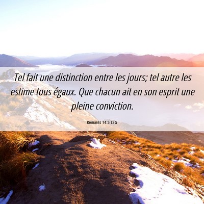 Picture 06 - Romains 14:5 LSG - Tel fait une distinction entre les jours; tel - Bible Verse Picture