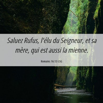 Picture 06 - Romains 16:13 LSG - Saluez Rufus, l'élu du Seigneur, et sa mère, - Bible Verse Picture
