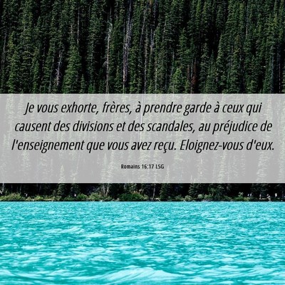 Picture 06 - Romains 16:17 LSG - Je vous exhorte, frères, à prendre garde à - Bible Verse Picture