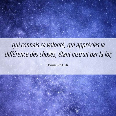 Picture 06 - Romains 2:18 LSG - qui connais sa volonté, qui apprécies la - Bible Verse Picture