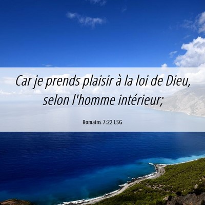 Picture 06 - Romains 7:22 LSG - Car je prends plaisir à la loi de Dieu, selon - Bible Verse Picture