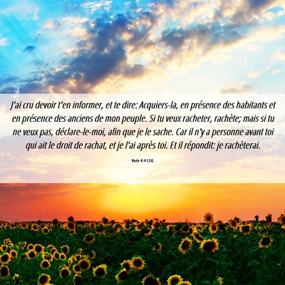 Picture 06 - Ruth 4:4 LSG - J'ai cru devoir t'en informer, et te dire: - Bible Verse Picture