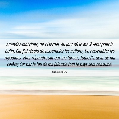 Picture 06 - Sophonie 3:8 LSG - Attendez-moi donc, dit l'Eternel, Au jour où je - Bible Verse Picture