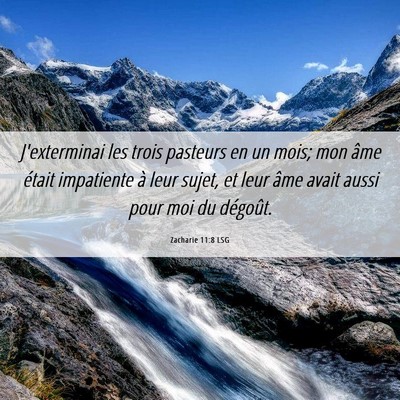 Picture 06 - Zacharie 11:8 LSG - J'exterminai les trois pasteurs en un mois; mon - Bible Verse Picture