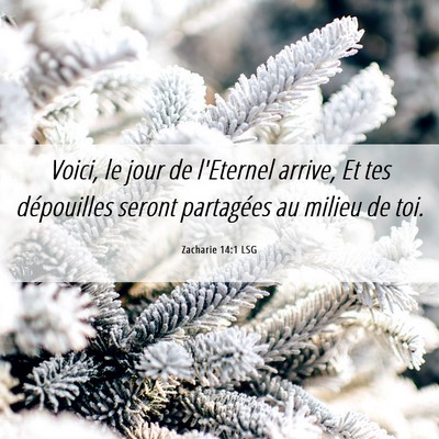 Picture 06 - Zacharie 14:1 LSG - Voici, le jour de l'Eternel arrive, Et tes - Bible Verse Picture