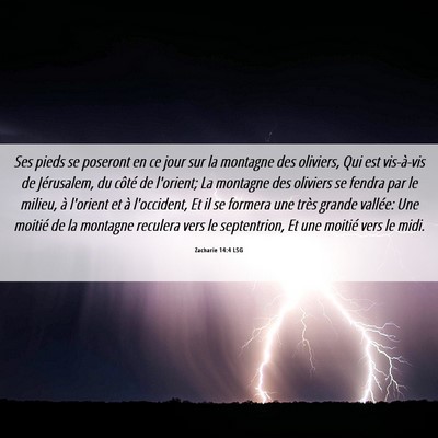 Picture 06 - Zacharie 14:4 LSG - Ses pieds se poseront en ce jour sur la montagne - Bible Verse Picture