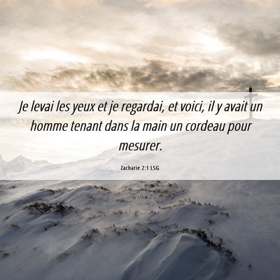 Picture 06 - Zacharie 2:1 LSG - Je levai les yeux et je regardai, et voici, il y - Bible Verse Picture