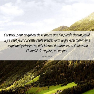 Picture 06 - Zacharie 3:9 LSG - Car voici, pour ce qui est de la pierre que j'ai - Bible Verse Picture