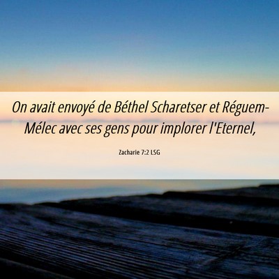 Picture 06 - Zacharie 7:2 LSG - On avait envoyé de Béthel Scharetser et - Bible Verse Picture