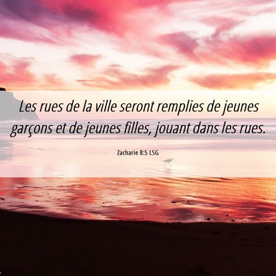 Picture 06 - Zacharie 8:5 LSG - Les rues de la ville seront remplies de jeunes - Bible Verse Picture