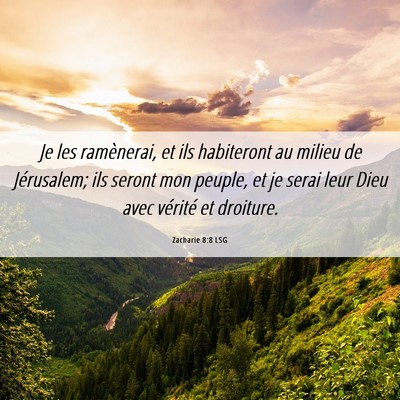 Picture 06 - Zacharie 8:8 LSG - Je les ramènerai, et ils habiteront au milieu de - Bible Verse Picture