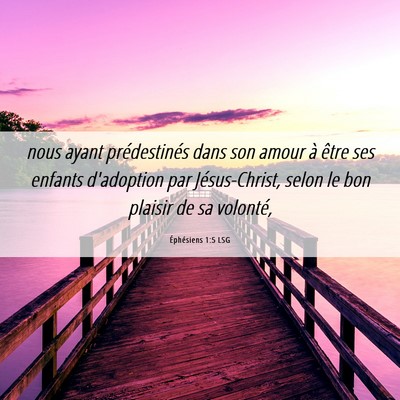 Picture 06 - Éphésiens 1:5 LSG - nous ayant prédestinés dans son amour à être - Bible Verse Picture