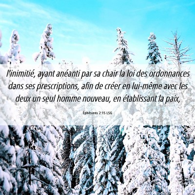 Picture 06 - Éphésiens 2:15 LSG - l'inimitié, ayant anéanti par sa chair la loi - Bible Verse Picture