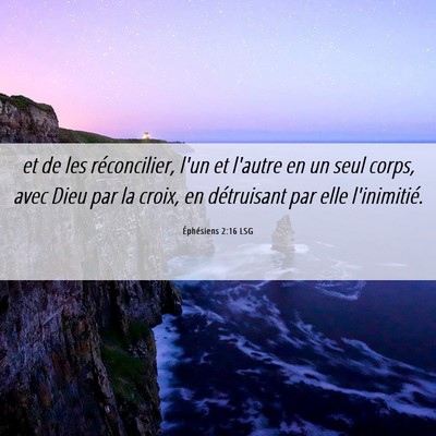 Picture 06 - Éphésiens 2:16 LSG - et de les réconcilier, l'un et l'autre en un - Bible Verse Picture