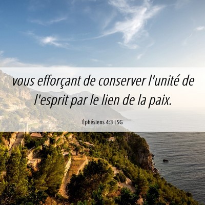Picture 06 - Éphésiens 4:3 LSG - vous efforçant de conserver l'unité de l'esprit - Bible Verse Picture