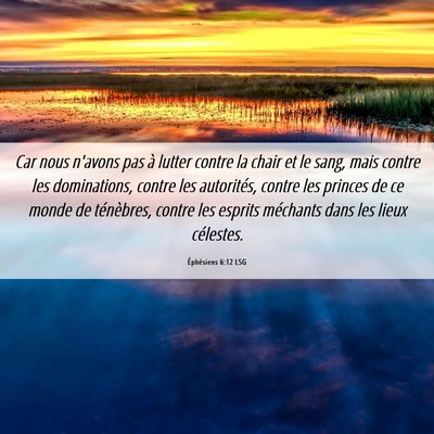 Picture 06 - Éphésiens 6:12 LSG - Car nous n'avons pas à lutter contre la chair et - Bible Verse Picture