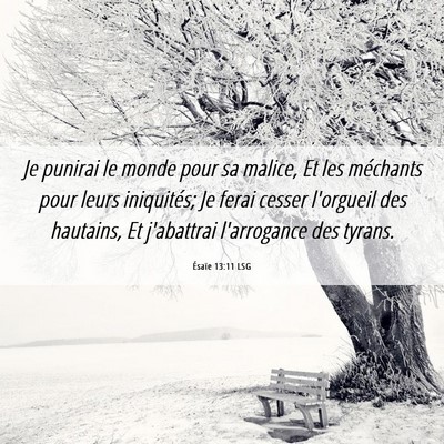 Picture 06 - Ésaïe 13:11 LSG - Je punirai le monde pour sa malice, Et les - Bible Verse Picture