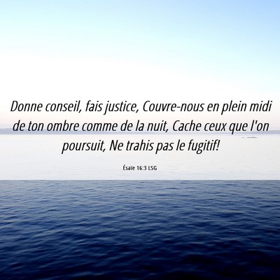 Picture 06 - Ésaïe 16:3 LSG - Donne conseil, fais justice, Couvre-nous en plein - Bible Verse Picture