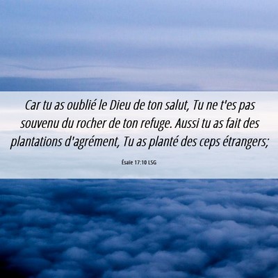 Picture 06 - Ésaïe 17:10 LSG - Car tu as oublié le Dieu de ton salut, Tu ne - Bible Verse Picture
