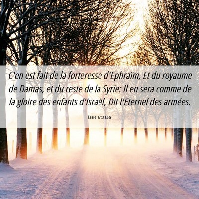 Picture 06 - Ésaïe 17:3 LSG - C'en est fait de la forteresse d'Ephraïm, Et du - Bible Verse Picture
