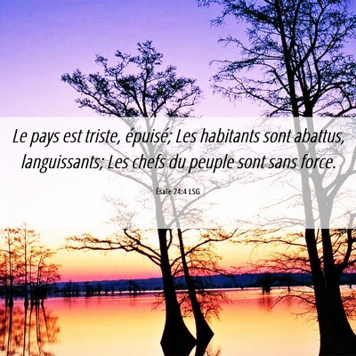 Picture 06 - Ésaïe 24:4 LSG - Le pays est triste, épuisé; Les habitants sont - Bible Verse Picture
