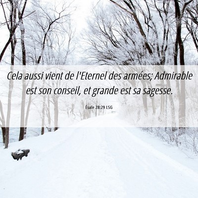 Picture 06 - Ésaïe 28:29 LSG - Cela aussi vient de l'Eternel des armées; - Bible Verse Picture